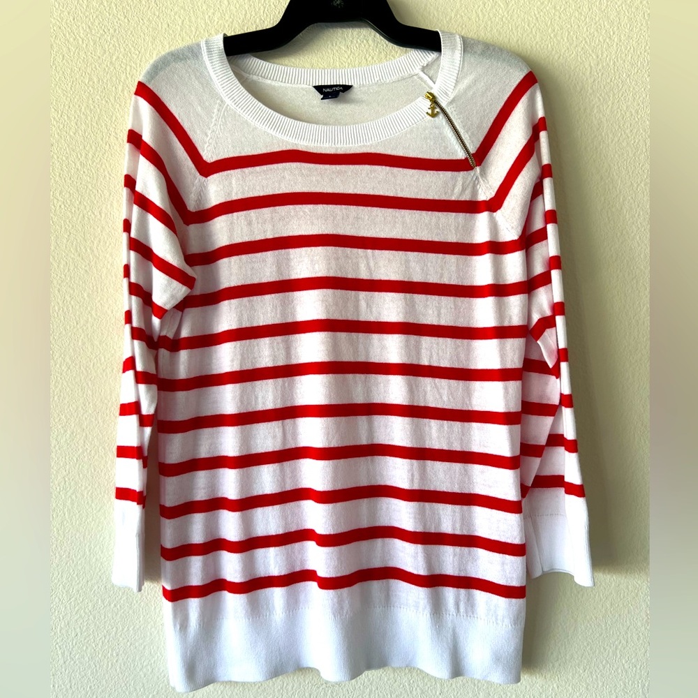 Nautica Red and white women’s sweater NWOT